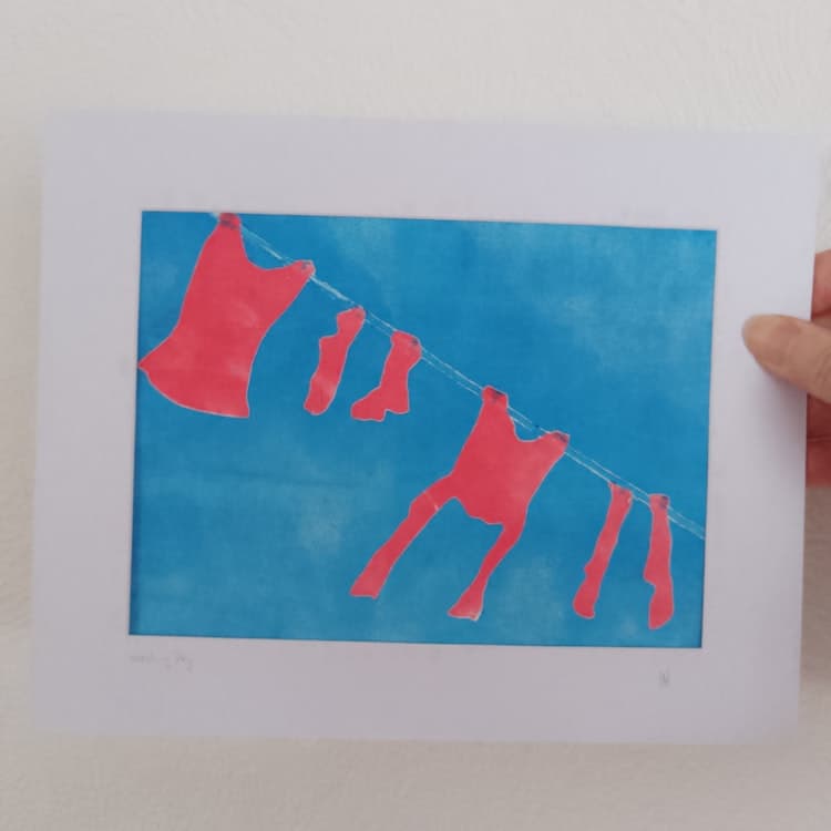 Washing day a monoprint image